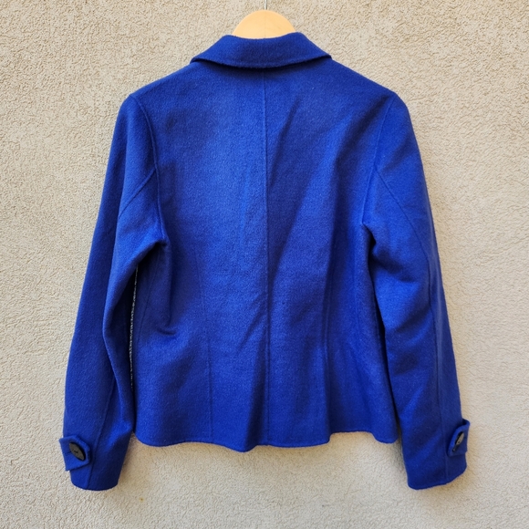 PENDLETON Women's Coat Medium Blue Merino Wool Classic Minimalist Luxury Jacket - Picture 4 of 14